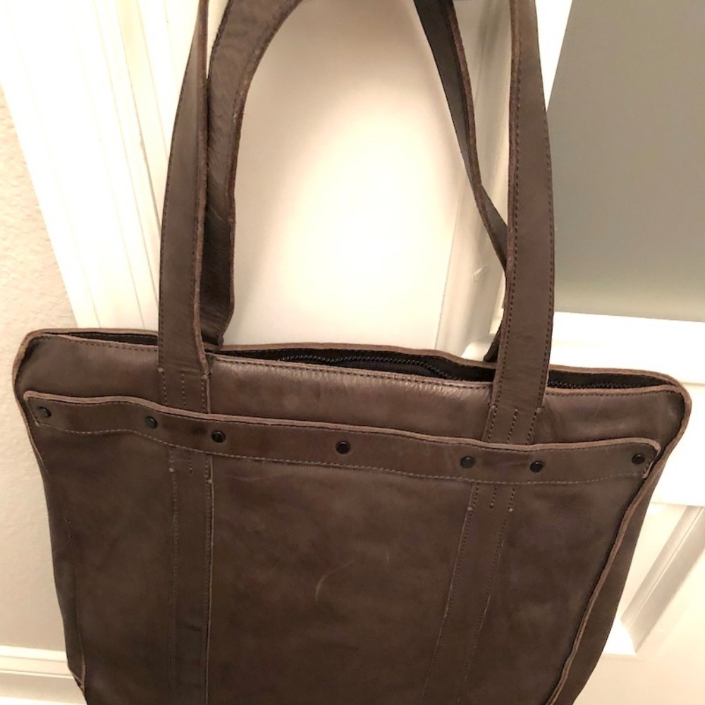 All Saints Brown Leather Tote Bag - Picture 5 of 8